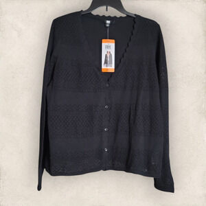 FRYE Black Knitted 100% Cotton Cardigan Sweater